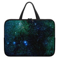 Dark Green Galaxy Space Print Laptop Sleeve With Handle