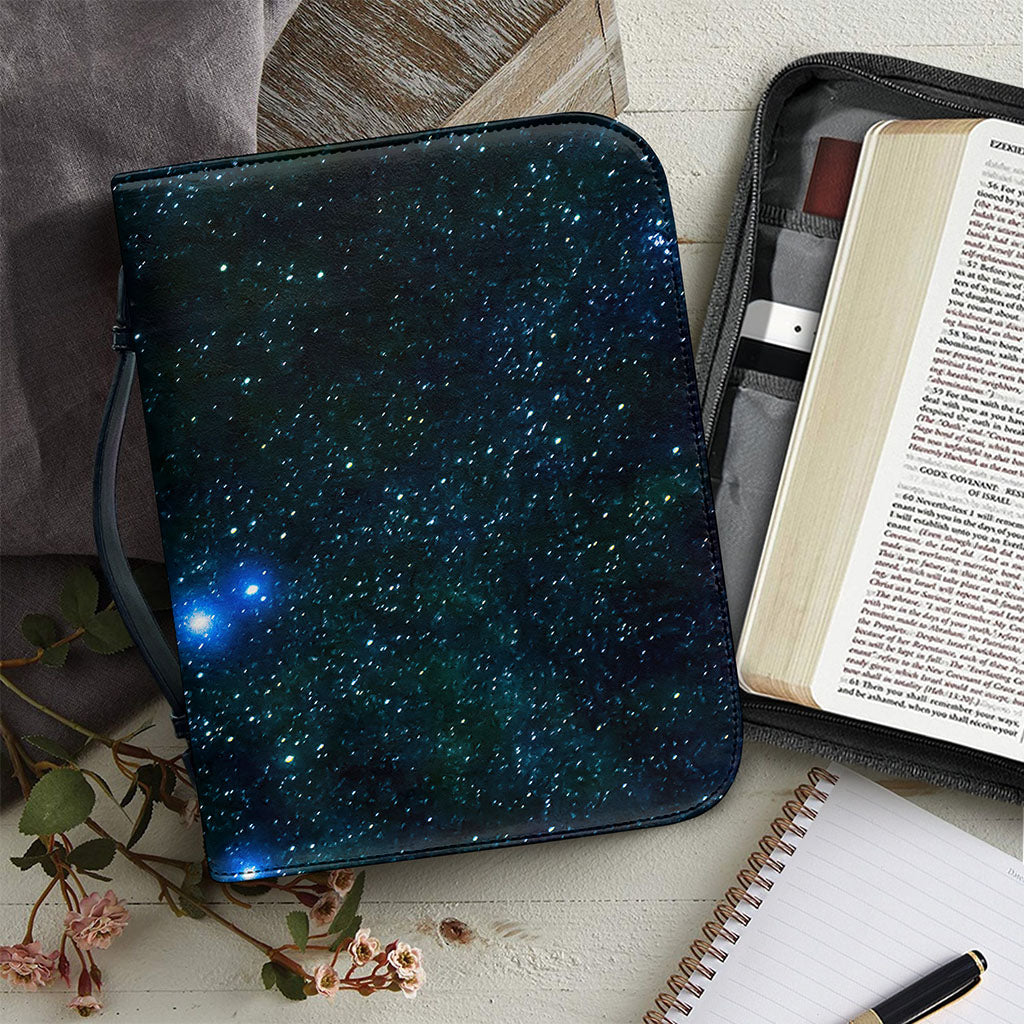 Dark Green Galaxy Space Print Leather Bible Cover