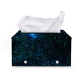 Dark Green Galaxy Space Print Leather Tissue Box Cover