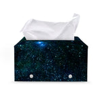 Dark Green Galaxy Space Print Leather Tissue Box Cover