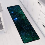 Dark Green Galaxy Space Print Long Kitchen Mat
