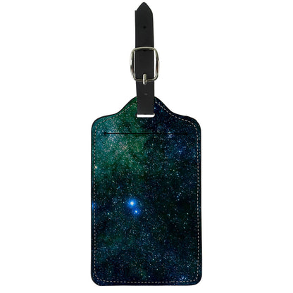 Dark Green Galaxy Space Print Luggage Tag