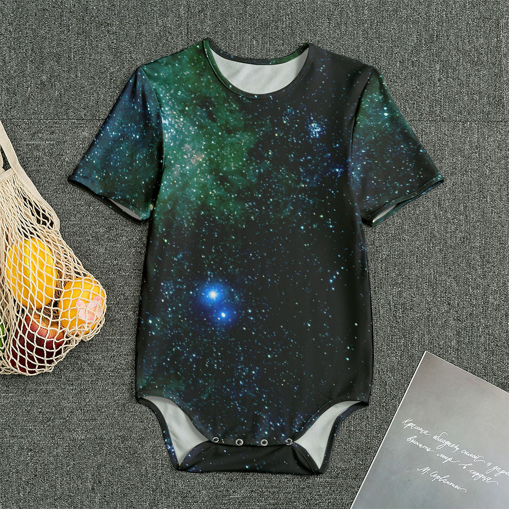 Dark Green Galaxy Space Print Men's Bodysuit