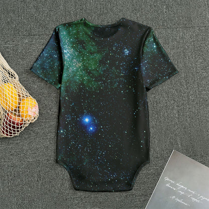 Dark Green Galaxy Space Print Men's Bodysuit