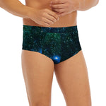 Dark Green Galaxy Space Print Men's Briefs