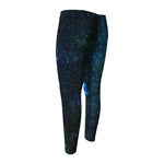 Dark Green Galaxy Space Print Men's Compression Pants