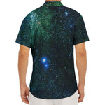 Dark Green Galaxy Space Print Men's Deep V-Neck Shirt