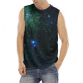 Dark Green Galaxy Space Print Men's Fitness Tank Top