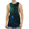 Dark Green Galaxy Space Print Men's Muscle Tank Top