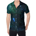 Dark Green Galaxy Space Print Men's Shirt