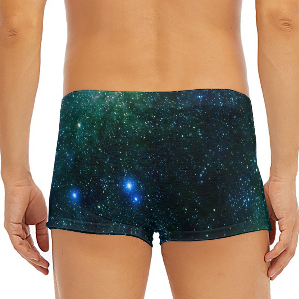 Dark Green Galaxy Space Print Men's Short Boxer Briefs
