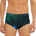 Dark Green Galaxy Space Print Men's Triangle Swim Briefs
