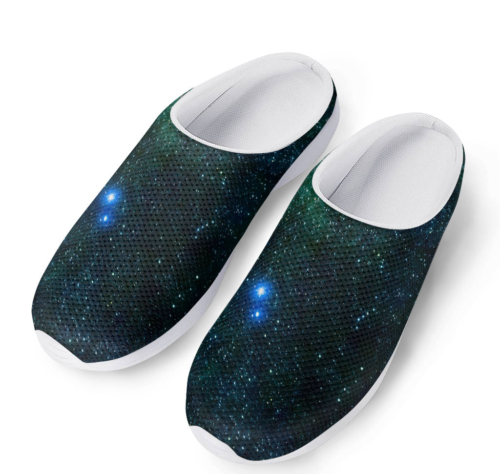 Dark Green Galaxy Space Print Mesh Casual Shoes