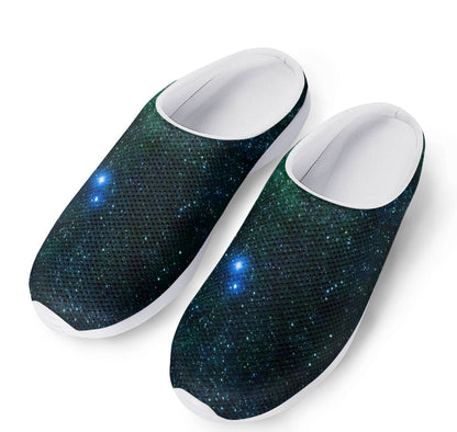 Dark Green Galaxy Space Print Mesh Casual Shoes