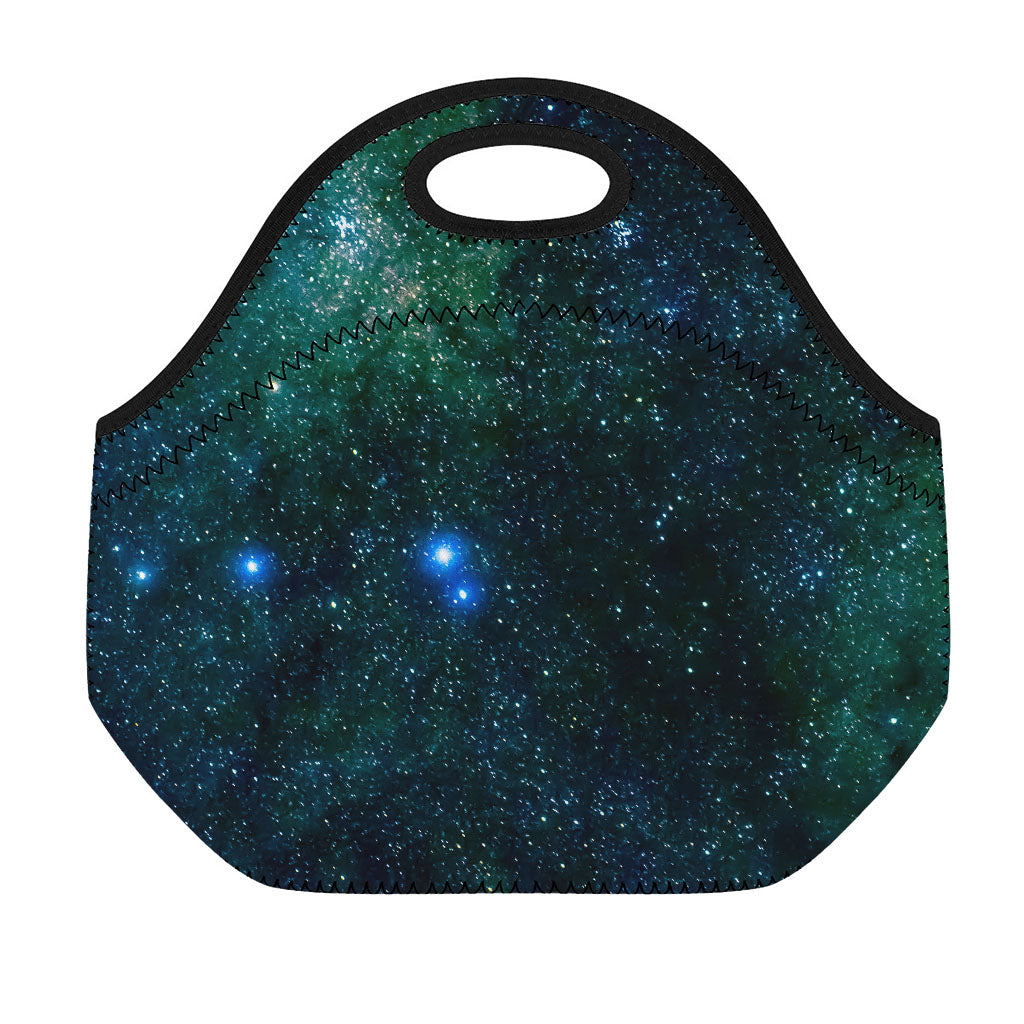 Dark Green Galaxy Space Print Neoprene Lunch Bag
