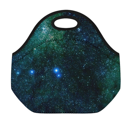Dark Green Galaxy Space Print Neoprene Lunch Bag