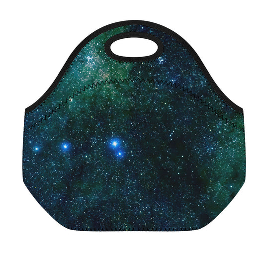 Dark Green Galaxy Space Print Neoprene Lunch Bag