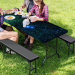 Dark Green Galaxy Space Print Picnic Table Cover