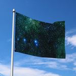 Dark Green Galaxy Space Print Polyester Flag