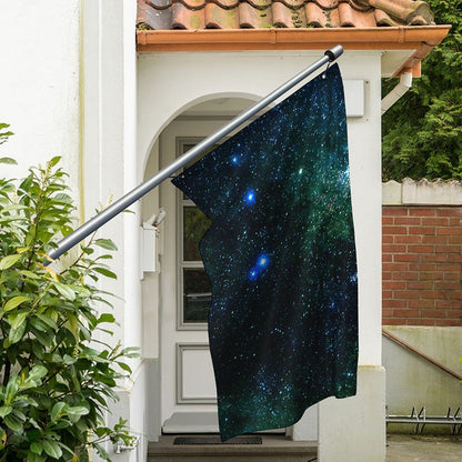 Dark Green Galaxy Space Print Polyester Flag