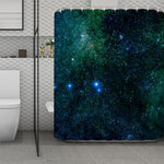 Dark Green Galaxy Space Print Polyester Shower Curtain