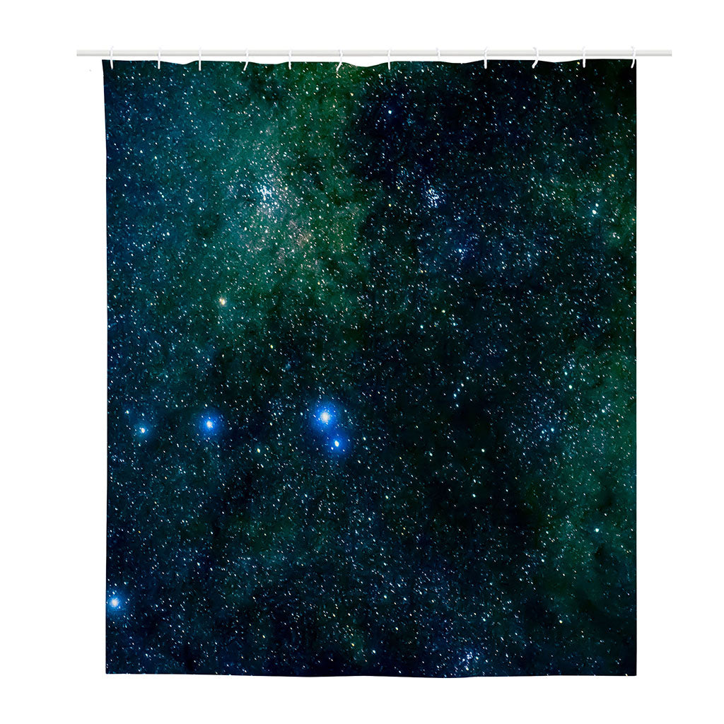 Dark Green Galaxy Space Print Polyester Shower Curtain