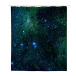 Dark Green Galaxy Space Print Polyester Shower Curtain