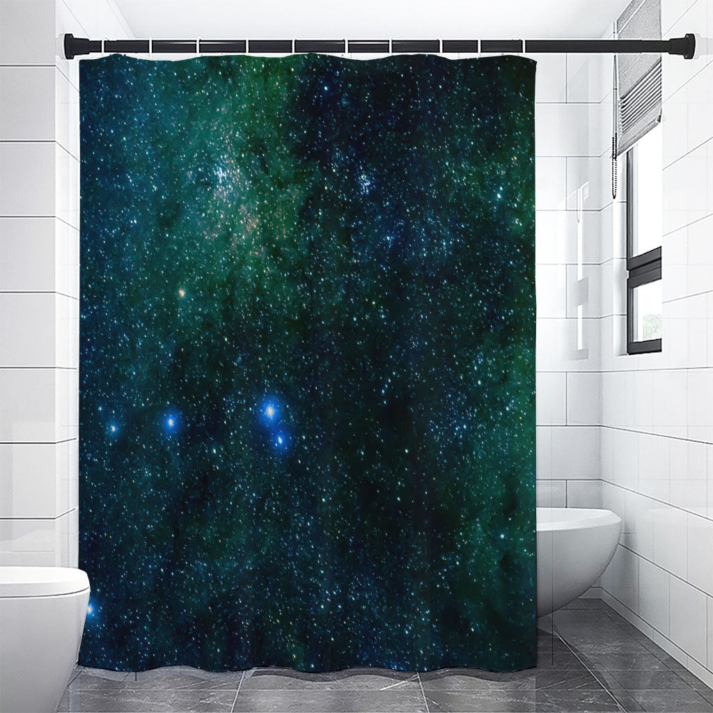 Dark Green Galaxy Space Print Premium Shower Curtain