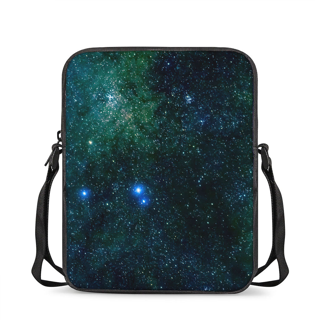 Dark Green Galaxy Space Print Rectangular Crossbody Bag