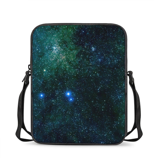 Dark Green Galaxy Space Print Rectangular Crossbody Bag