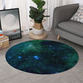 Dark Green Galaxy Space Print Round Rug
