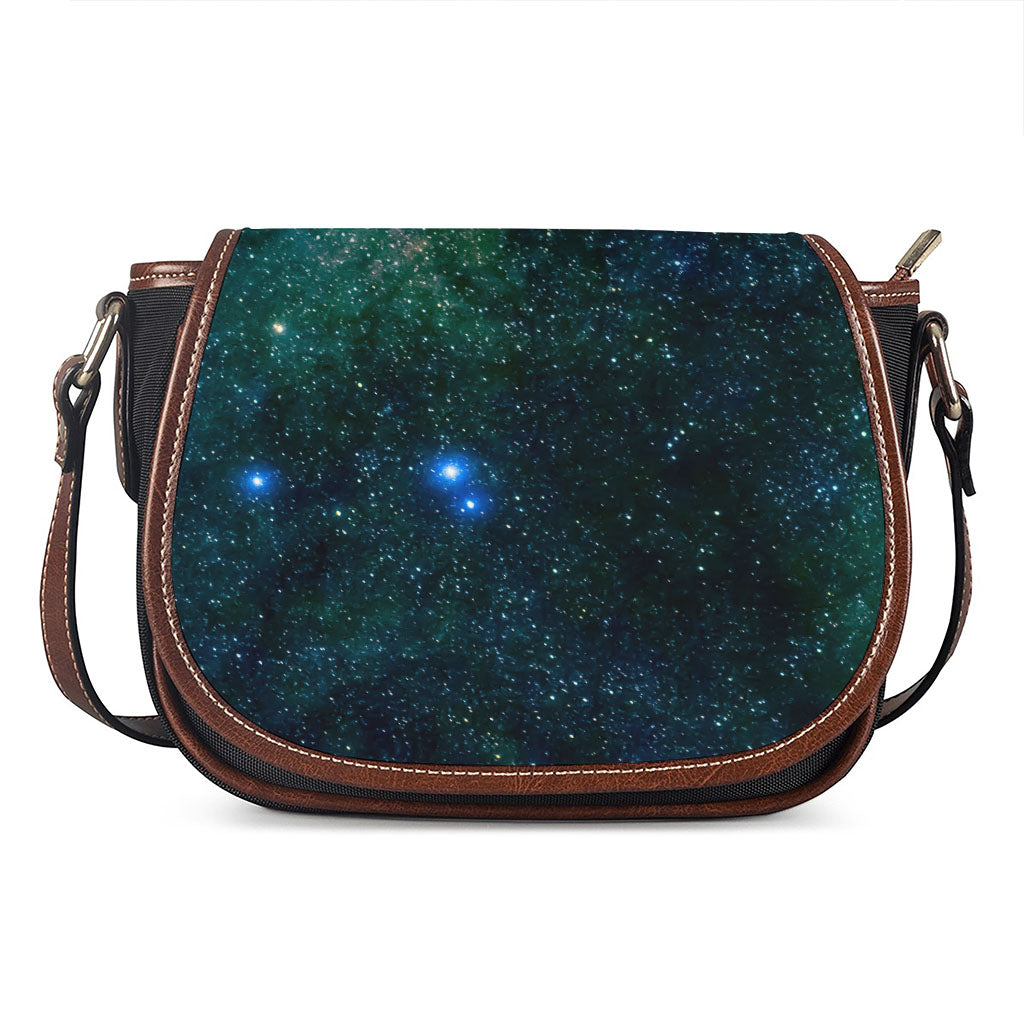Dark Green Galaxy Space Print Saddle Bag