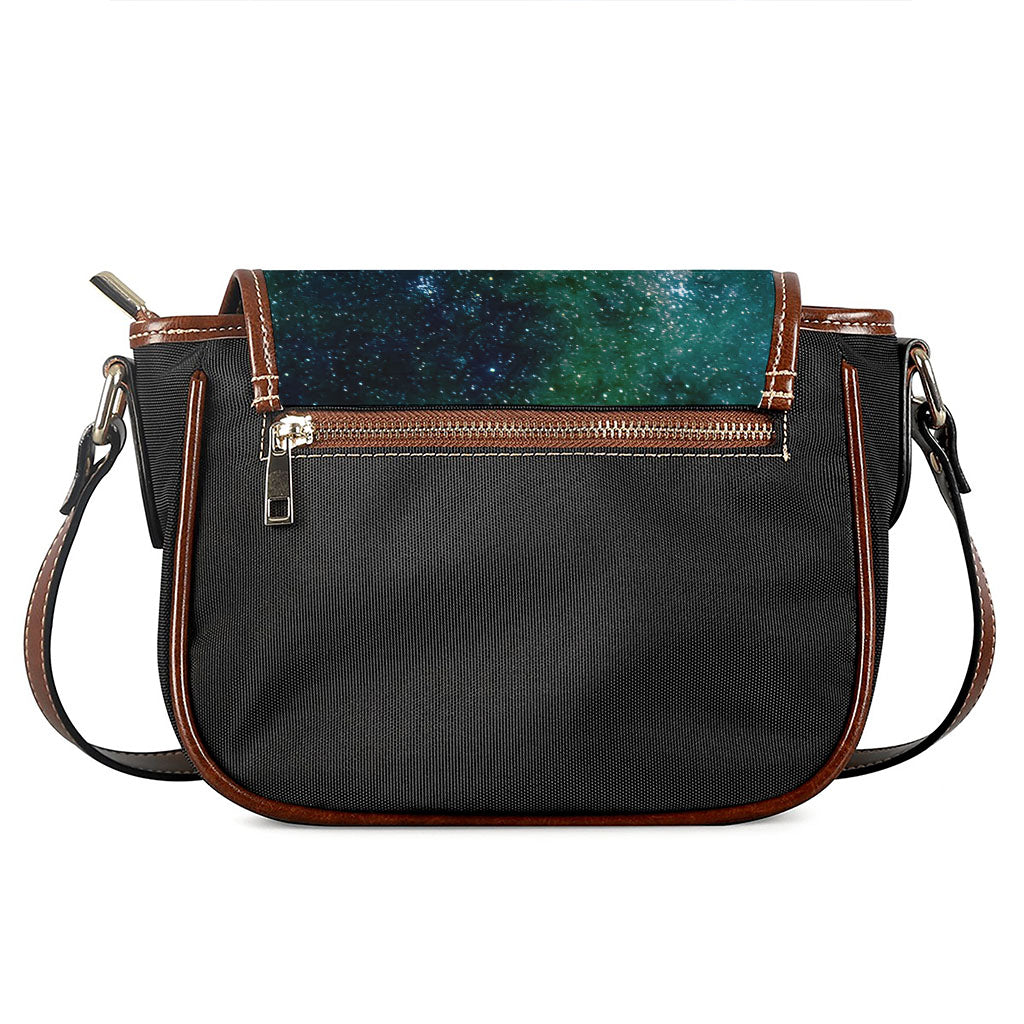 Dark Green Galaxy Space Print Saddle Bag
