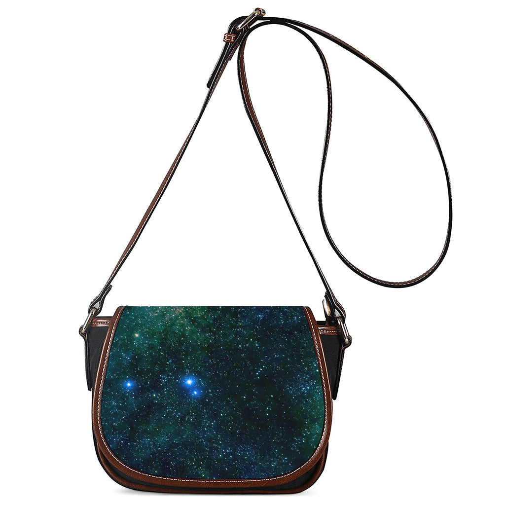 Dark Green Galaxy Space Print Saddle Bag