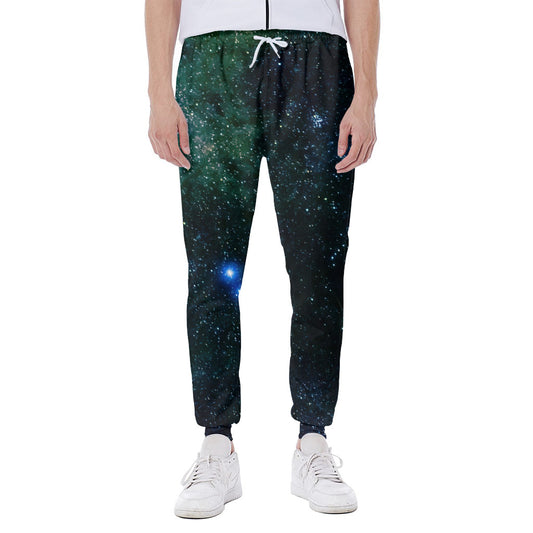 Dark Green Galaxy Space Print Scuba Joggers
