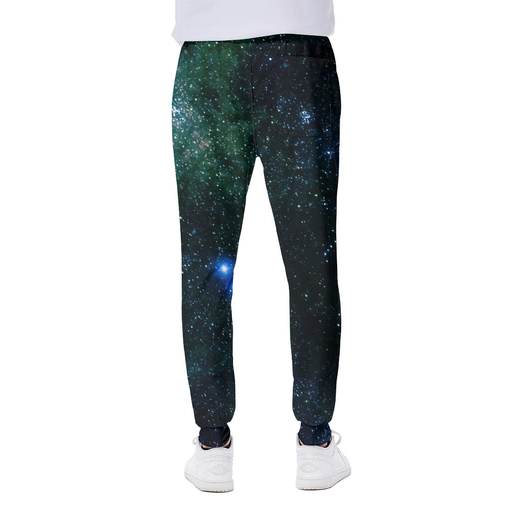 Dark Green Galaxy Space Print Scuba Joggers