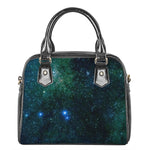 Dark Green Galaxy Space Print Shoulder Handbag
