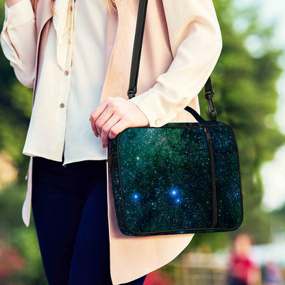 Dark Green Galaxy Space Print Shoulder Strap Bible Bag
