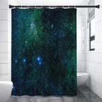 Dark Green Galaxy Space Print Shower Curtain