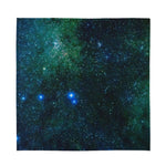 Dark Green Galaxy Space Print Silk Bandana