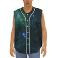 Dark Green Galaxy Space Print Sleeveless Baseball Jersey
