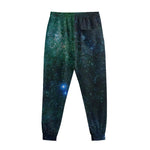 Dark Green Galaxy Space Print Sweatpants