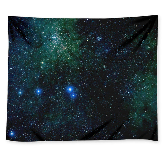 Dark Green Galaxy Space Print Tapestry