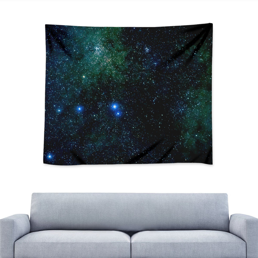 Dark Green Galaxy Space Print Tapestry