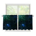 Dark Green Galaxy Space Print Tier Curtains