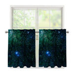 Dark Green Galaxy Space Print Tier Curtains