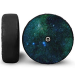 Dark Green Galaxy Space Print Tire Cover With Camera Hole