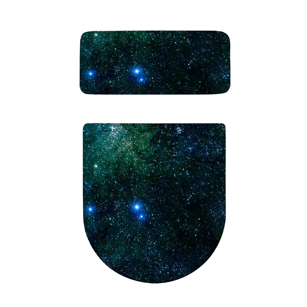 Dark Green Galaxy Space Print Toilet Lid And Tank Cover Set