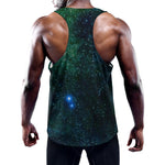 Dark Green Galaxy Space Print Training Tank Top
