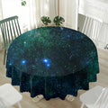 Dark Green Galaxy Space Print Waterproof Round Tablecloth